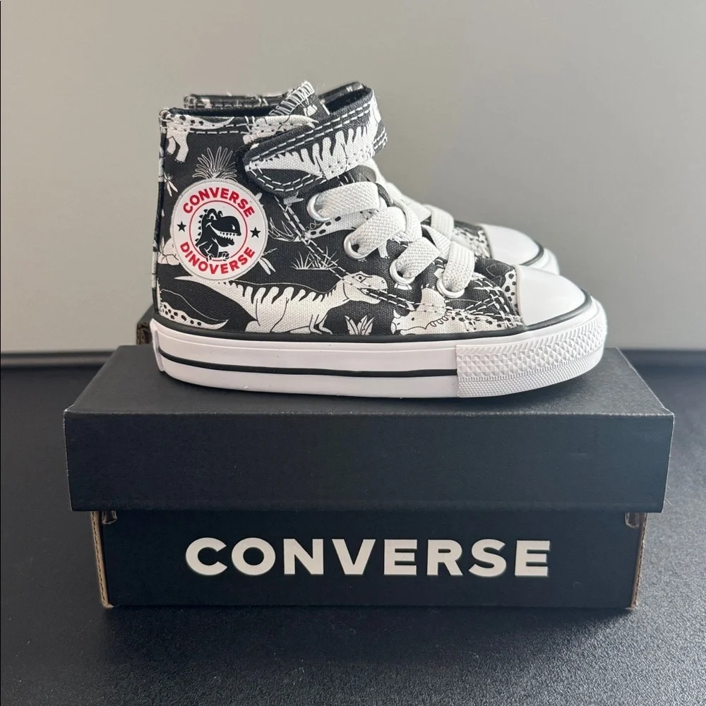 Converse Black & White Dino Dinoverse High Top Sneakers Toddler Size 5 New NIB
